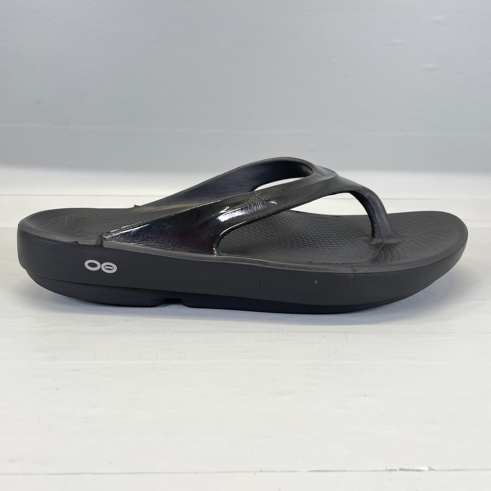 Oofos Oolala Sandals Womens Size 9 Black Slip On Flip Flops Recovery Shoes